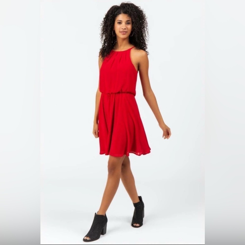 LUSH EUC Rain Halter Red Dress Fit & Flare Mini Size M VALENTINE’s
